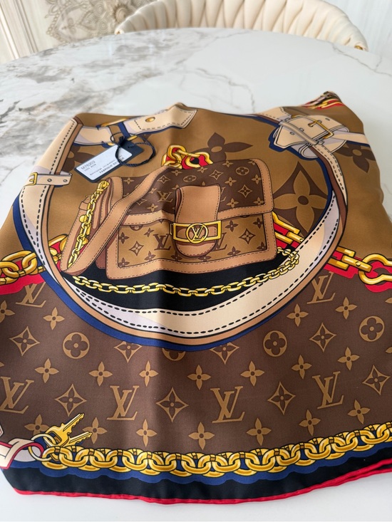 Louis Vuitton Accessories - Louis Vuitton Brown Monogram Silk Scarf “Authentic” Tribute to Square.
